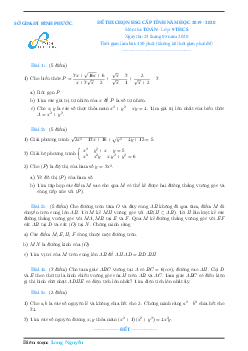 Đề thi chọn HSG Toán 9 cấp tỉnh năm 2019 – 2020 sở GD&ĐT Bình Phước