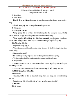 Giáo án Bài 8: Trồng, chăm sóc và bảo vệ rừng Công nghệ 7 | Kết nối tri thức