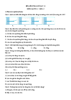Đề thi giữa học kì 2 môn Khoa học tự nhiên 6 năm 2023 - 2024 sách Kết nối tri thức với cuộc sống | Đề 8