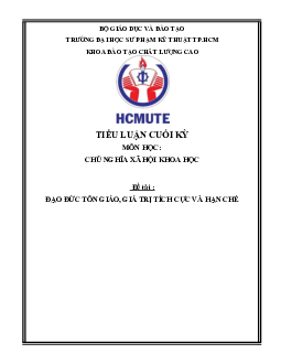 Tiểu luận môn Chủ nghĩa xã hội khoa học đề tài "Đạo đức tôn giáo, giá trị tích cực và hạn chế"