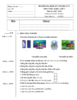Đề thi học kì 1 môn Công nghệ lớp 3 năm 2023 - 2024 (Đề 7) | Chân trời sáng tạo