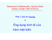 Lý thuyết chương 2: ứng dụng kinh tế của hàm một biến | Môn toán cao cấp