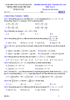 Đề học kì 2 Toán 12 năm 2022 – 2023 trường THPT Lương Thế Vinh – Quảng Ngãi