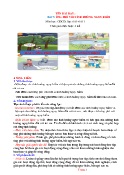 Giáo án GDCD 6 Bài 7: Ứng phó với tình huống nguy hiểm | Kết nối tri thức