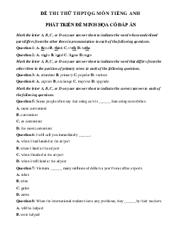 Đề thi thử THPT Quốc Gia 2023 môn Tiếng Anh - Đề 4 (có đáp án)