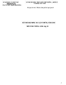 Đề thi (đề xuất) Olympic 10 tháng 3 lần thứ 3 môn Tiếng Anh năm 2019 môn Tiếng Anh 10 THPT Nguyễn Bỉnh Khiêm