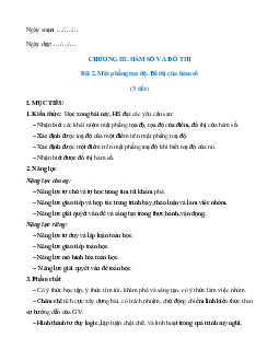 Giáo án Toán 8 Chương 3 Bài 2: Mặt phẳng tọa độ. Đồ thị của hàm số | Cánh diều