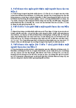 Viết một đoạn văn ngắn 5-7 câu tả về một người bạn của em - Tập làm văn lớp 3 Chân trời sáng tạo