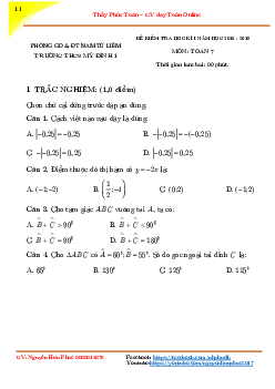 Đề thi HK1 Toán 7 năm học 2017 – 2018 trường THCS Vân Hội – Yên Bái