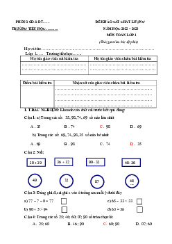 Đề thi học kì 2 lớp 1 năm 2022 - 2023 | Toán 1 | Chân trời sáng tạo | đề 1