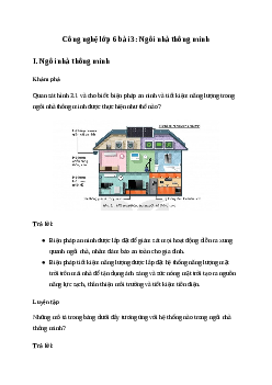 Giải Công nghệ 6 Bài 3: Ngôi nhà thông minh | Kết nối tri thức