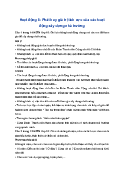 Giải Hoạt động trải nghiệm 10 Cánh diều: Hoạt động 8 chủ đề 1