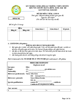 Đề luyện tập môn Tiếng Anh thi Đánh gia năng lực vào lớp 10 Chuyên Ngoại Ngữ