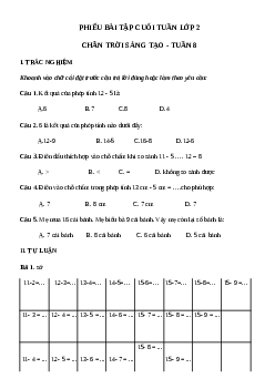 Phiếu bài tập cuối tuần Toán lớp 2| Chân trời sáng tạo - Tuần 8