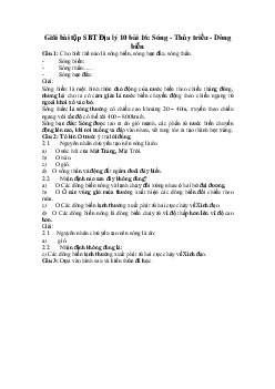 Giải bài tập SBT Địa lý 10 bài 16: Sóng - Thủy triều - Dòng biển ( có đáp án)