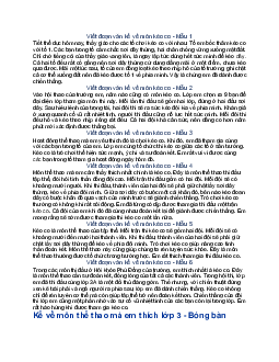 Viết một đoạn văn ngắn kể về môn thể thao mà em yêu thích - Tập làm văn lớp 3 Cánh diều