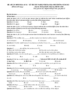 Đề thi thử tốt nghiệp 2023 Tiếng Anh bám sát đề minh họa có đáp án-Đề 3