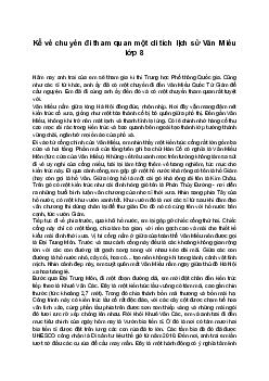 Văn mẫu 8 Kể lại một chuyến đi | Viết bài văn kể về chuyến đi tham quan di tích lịch sử Văn Miếu