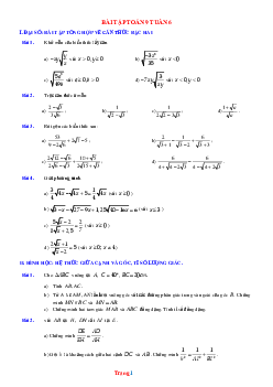 Bài tập toán 9 tuần 6 (có đáp án và lời giải chi tiết)
