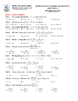 Hướng dẫn ôn tập học kỳ 1 Toán 8 năm 2021 – 2022 trường THCS Giảng Võ – Hà Nội