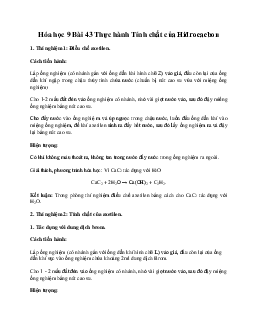 Giải Hóa 9 Bài 43: Thực hành Tính chất của Hiđrocacbon