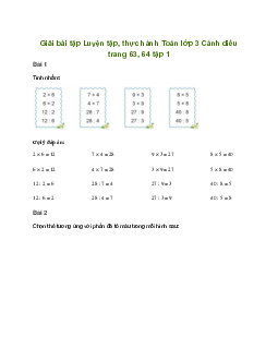 Em ôn lại những gì đã học: Giải bài tập Luyện tập, thực hành Toán lớp 3 Cánh diều trang 63, 64 tập 1