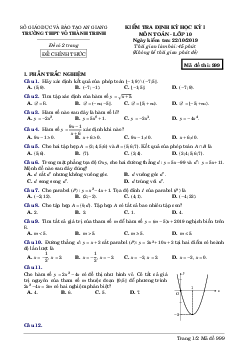 Đề kiểm tra định kỳ học kỳ 1 Toán 10 trường THPT Võ Thành Trinh – An Giang