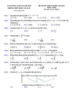 Đề ôn thi TN THPT 2023 môn Toán trường THPT Trần Văn Giàu – TP HCM