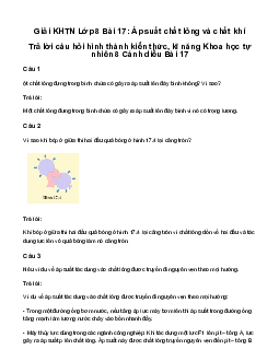 Giải KHTN 8 Bài 17: Áp suất chất lỏng và chất khí | Cánh diều