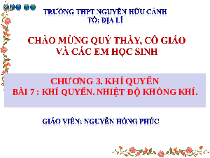 Giáo án điện tử Địa lí 10 Bài 7 Cánh diều: Khí quyển. Nhiệt độ không khí