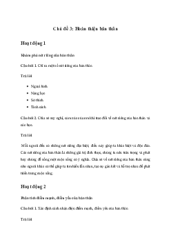 Giải Hoạt động trải nghiệm 11: Hoàn thiện bản thân | Cánh diều
