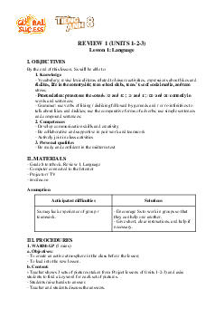 Giáo án Tiếng Anh 8 Review 1 | Global Success