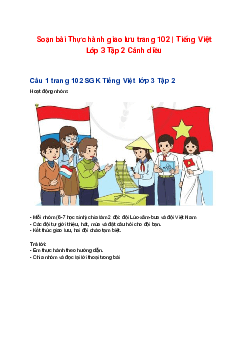 Soạn bài Thực hành giao lưu trang 102 | Tiếng Việt Lớp 3 Tập 2 Cánh diều