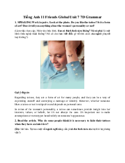 Giải Tiếng Anh 11 Unit 7 7D Grammar | Friends Global