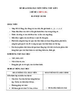 Chủ đề 2: Bé và ba | Bài 6| Giáo án Tiếng Việt 1 bộ sách Chân trời sáng tạo