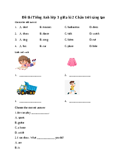 Đề thi giữa kì 2 lớp 3 môn tiếng Anh - Đề 1 năm 2023 - 2024 | Global Success