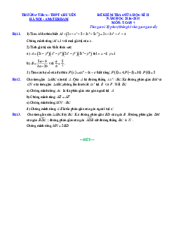 Đề kiểm tra giữa học kì 2 Toán 7 năm 2016 – 2017 trường chuyên Hà Nội – Amsterdam