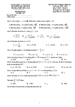Đề minh họa thi TN THPT 2023 môn Toán trường THPT Phú Lâm – TP HCM