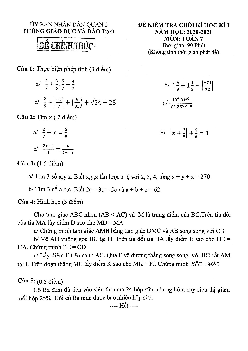 Đề thi cuối học kì 1 Toán 7 năm 2020 – 2021 phòng GD&ĐT Quận 2 – TP HCM