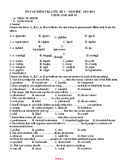 Trắc nghiệm và tự luận ôn tập giữa học kỳ 1 Tiếng Anh 10 global success