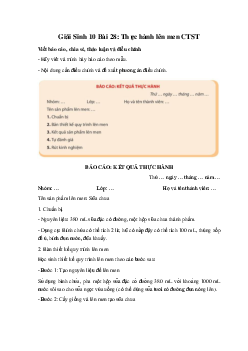 Giải Sinh 10 Bài 28: Thực hành lên men | Chân trời sáng tạo