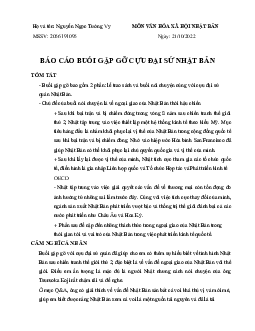 BÁO CÁO BUỔI GẶP GỠ CỰU ĐẠI SỨ NHẬT BẢN | Ngôn ngữ Nhật | Đại học Khoa học Xã hội và Nhân văn, Đại học Quốc gia Thành phố HCM