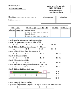 Đề thi giữa học kì 1 môn Toán 2 năm 2023 - 2024 sách Chân trời sáng tạo | Đề 1
