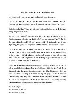 Giới thiệu bài hát Em ơi, Hà Nội phố | Văn mẫu 11 Chân trời sáng tạo