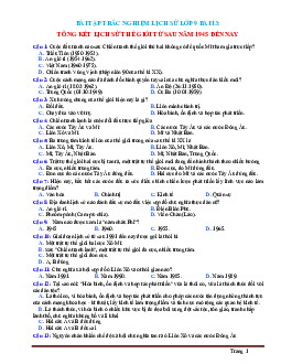 TOP 22 câu trắc nghiệm Lịch Sử 9 bài 13: Tổng kết lịch sử thế giới từ sau năm 1945 đến nay (có đáp án)