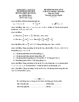 Đề thi học kì 2 Toán 10 năm 2019 – 2020 trường THPT Thanh Đa – TP HCM