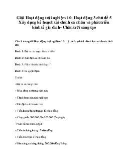 Giải Hoạt động trải nghiệm 10: Hoạt động 3 chủ đề 5 Chân Trời Sáng Tạo