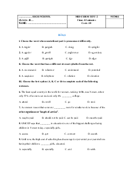 Giải đề thi giữa học kì 2 môn Tiếng Anh 10 năm 2023 - 2024 (Sách mới) | Global Success đề 2