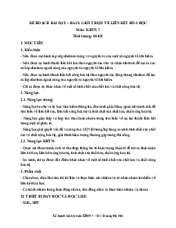 Giáo án Khoa học tự nhiên 7 Hoá học Bài 5: Giới thiệu về liên kết hóa học | Cánh diều