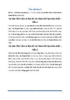Văn mẫu Ngữ Văn lớp 8: Viết đoạn văn kể lại sự kiện Phi Châu và Báo đã trở thành đôi bạn thân thiết | Kết nối tri thức